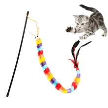 Load image into Gallery viewer, Funny Cat Toy Fishing Rod Kitten Cat Pet Toy Stick Teaser Rainbow Streamer Interactive Cat Play Wand With Feather Toys For Cats