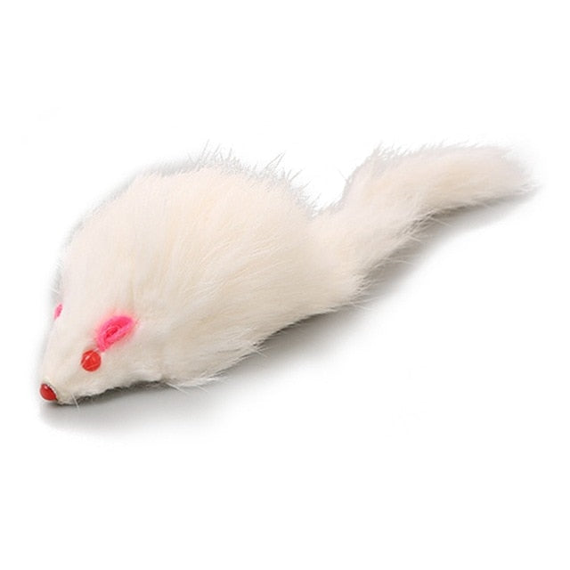 1Pcs 18cm Cat Pet Toys Real Fur Cat Long-haired Tail Feathers Mice Mouse Rabbit Cat  Dog Toys