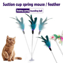 Load image into Gallery viewer, Dropship Interesting Elastic Color Mouse And Feather Bottom Sucker Pet Cat Toy Pet Supplies Colors Are Random