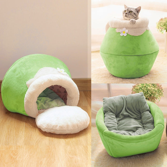 Winter Warm Cat Bed Plush Soft Portable Foldable Round Cute Cat House Cave Sleeping Bag Cushion Pet Bed Kittens Products Toy