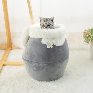 Winter Warm Cat Bed Plush Soft Portable Foldable Round Cute Cat House Cave Sleeping Bag Cushion Pet Bed Kittens Products Toy