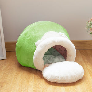 Winter Warm Cat Bed Plush Soft Portable Foldable Round Cute Cat House Cave Sleeping Bag Cushion Pet Bed Kittens Products Toy