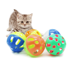 Cat toys bell Colourful Cat Ball Toy With Jingle Bell Inside Kitten Cat Toys Pet Cat Teaser Colorful Balls Cats Chase Rattle Toy