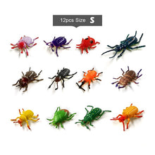Load image into Gallery viewer, 12pcs Insect Farm Animal model action figure worm Spider Butterfly Fish Dinosaur Dog Cat Lizard Horse hot toy set for children