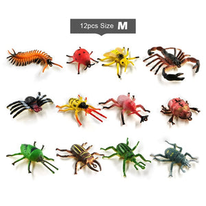 12pcs Insect Farm Animal model action figure worm Spider Butterfly Fish Dinosaur Dog Cat Lizard Horse hot toy set for children