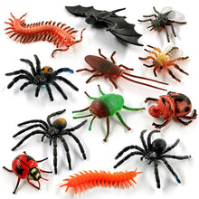 Load image into Gallery viewer, 12pcs Insect Farm Animal model action figure worm Spider Butterfly Fish Dinosaur Dog Cat Lizard Horse hot toy set for children