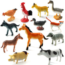 Load image into Gallery viewer, 12pcs Insect Farm Animal model action figure worm Spider Butterfly Fish Dinosaur Dog Cat Lizard Horse hot toy set for children