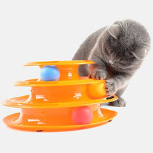 Load image into Gallery viewer, Kitten Three Levels pet cat toy Tower Tracks Disc cat Intelligence Amusement triple disc cat toys ball Training Amusement plate