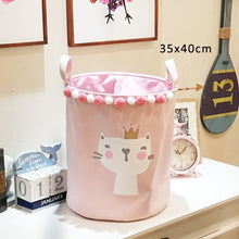 Load image into Gallery viewer, 35*40 Sundries Storage Barrels High Capacity Pink Swan Cat dinosaur Foldable Toy Storage Box Home Organizer Dirty Laundry Basket