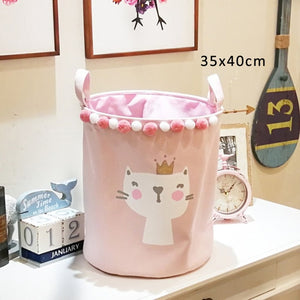 35*40 Sundries Storage Barrels High Capacity Pink Swan Cat dinosaur Foldable Toy Storage Box Home Organizer Dirty Laundry Basket