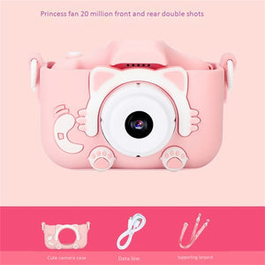 Kids Camera Cute Baby Toys Cat 2020 New Mini Digital HD Cameras IPS Screen for Children Boys Girls Birthday Xmas Christmas Gift